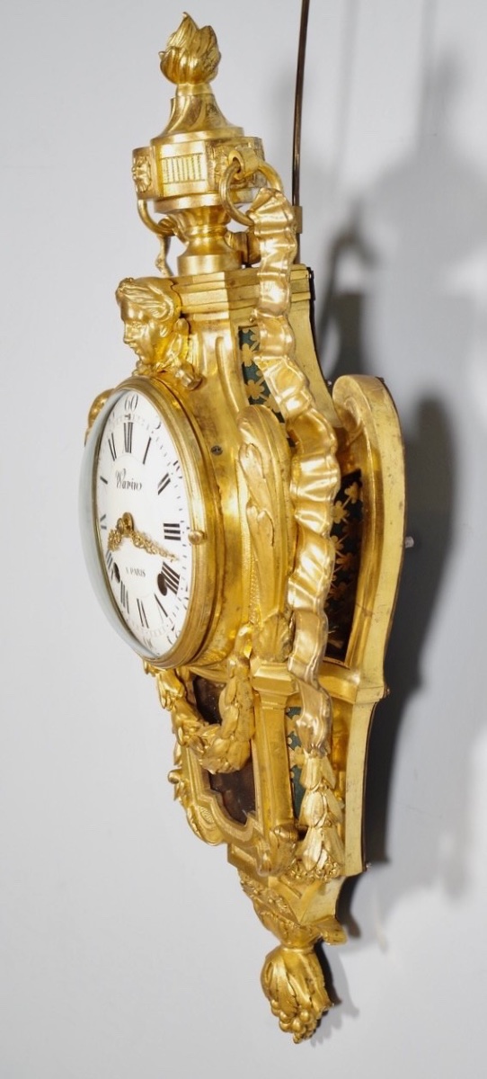 Cartel d'applique époque Louis XVI en bronze doré signé Warin, d'après Osmond-photo-5