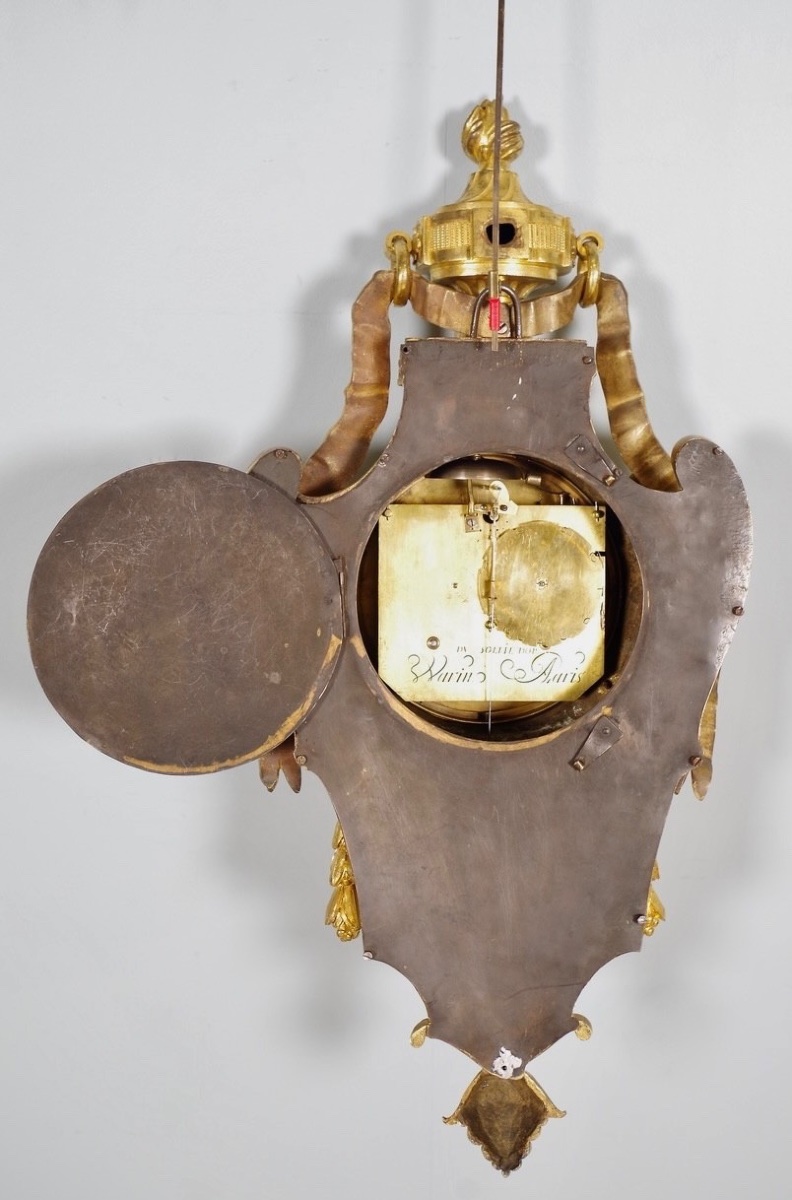 Cartel d'applique époque Louis XVI en bronze doré signé Warin, d'après Osmond-photo-6