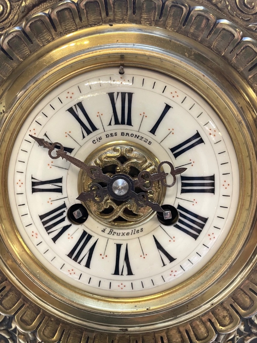 Renaissance-style Bronze Clock, Compagnie Des Bronzes De Bruxelles, Circa 1880-photo-4