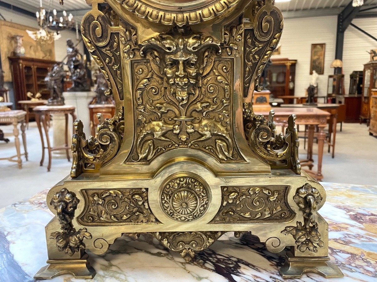 Renaissance-style Bronze Clock, Compagnie Des Bronzes De Bruxelles, Circa 1880-photo-1