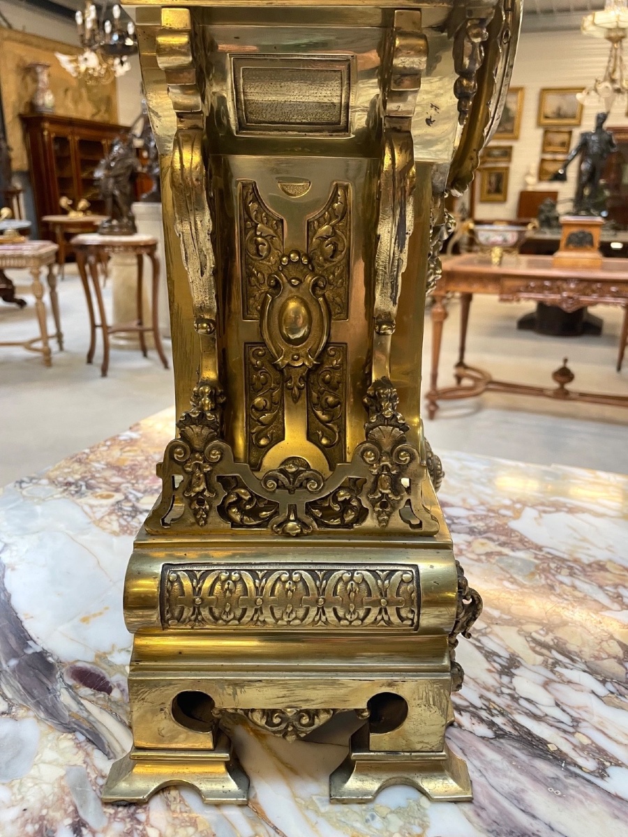 Renaissance-style Bronze Clock, Compagnie Des Bronzes De Bruxelles, Circa 1880-photo-4