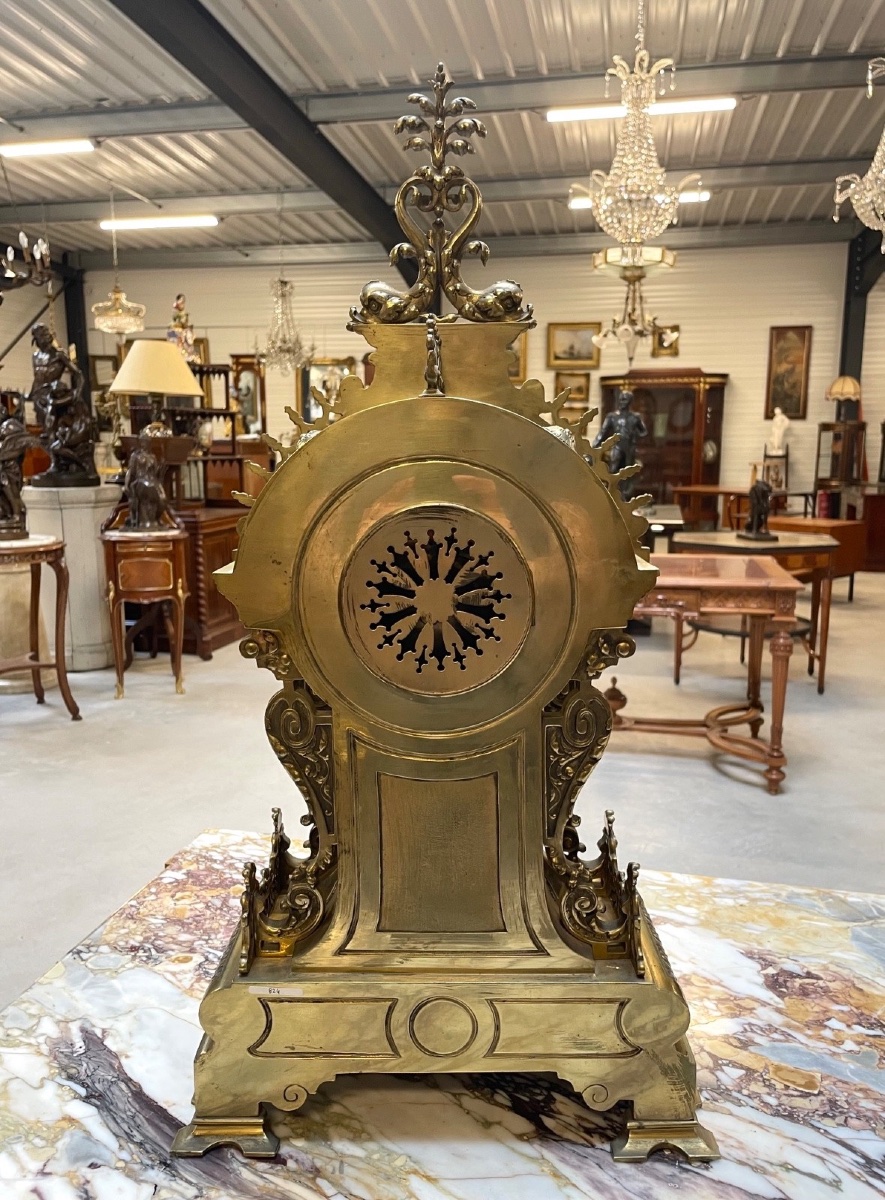 Renaissance-style Bronze Clock, Compagnie Des Bronzes De Bruxelles, Circa 1880-photo-6
