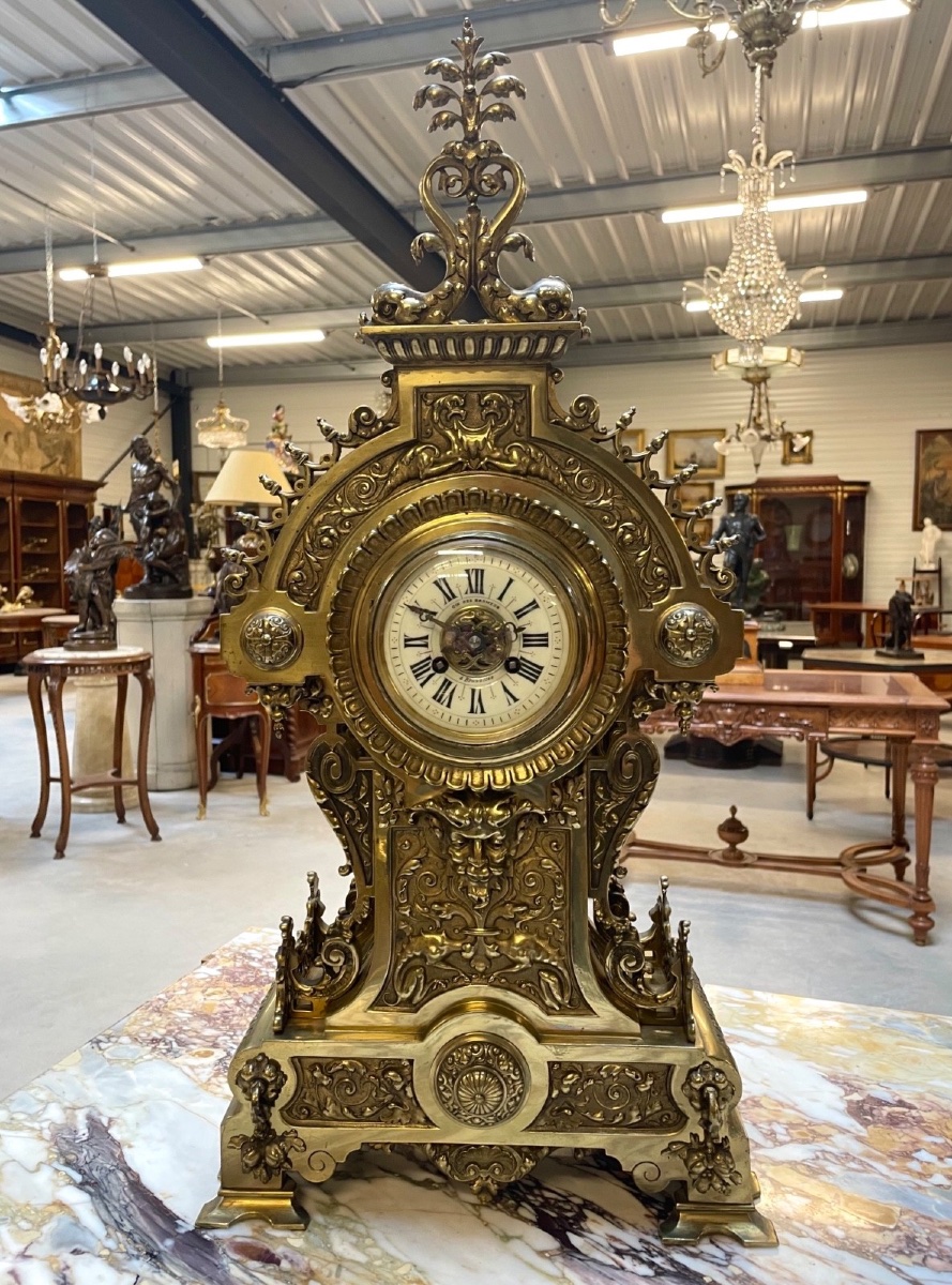 Renaissance-style Bronze Clock, Compagnie Des Bronzes De Bruxelles, Circa 1880