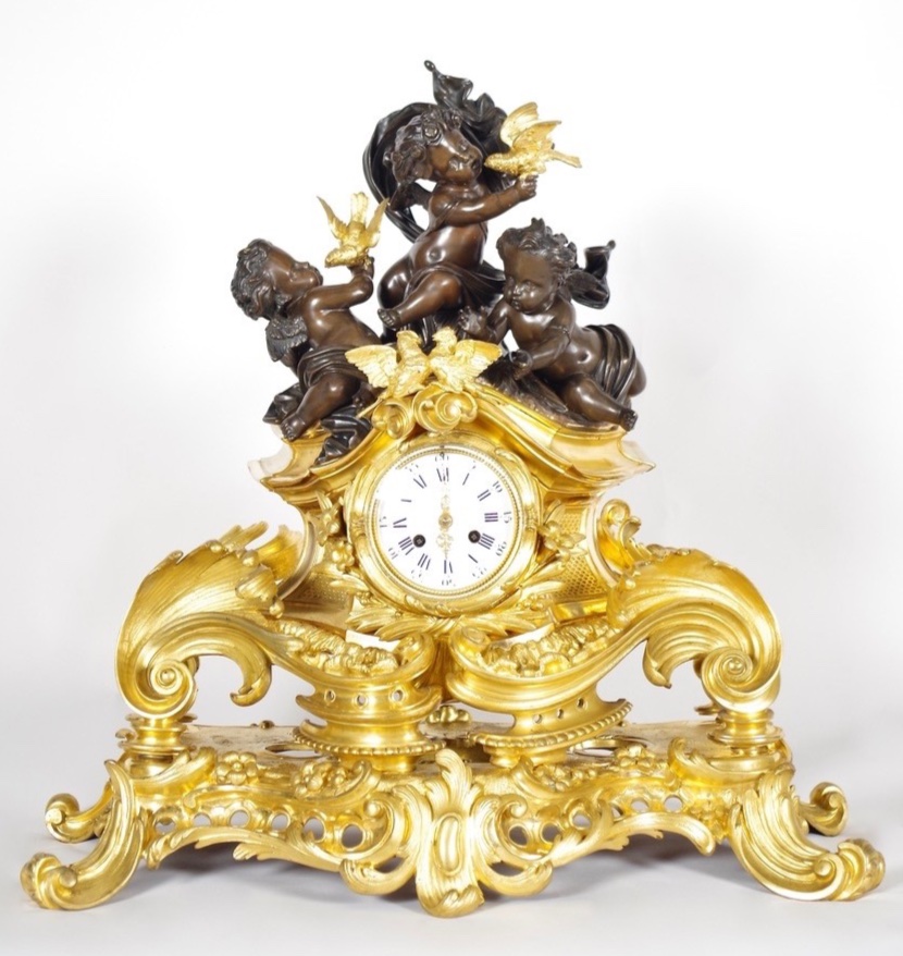 Louis XV-style Gilded Bronze Mantelpiece, Signed Victor Paillard -photo-2
