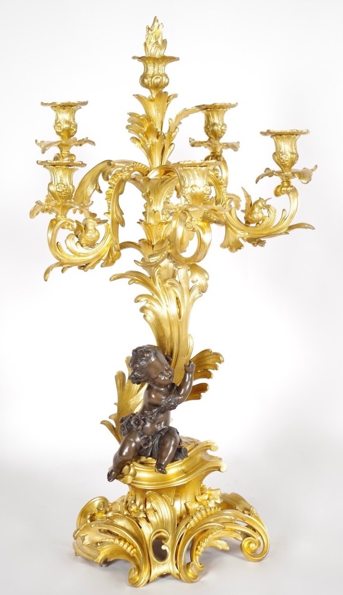 Louis XV-style Gilded Bronze Mantelpiece, Signed Victor Paillard -photo-4