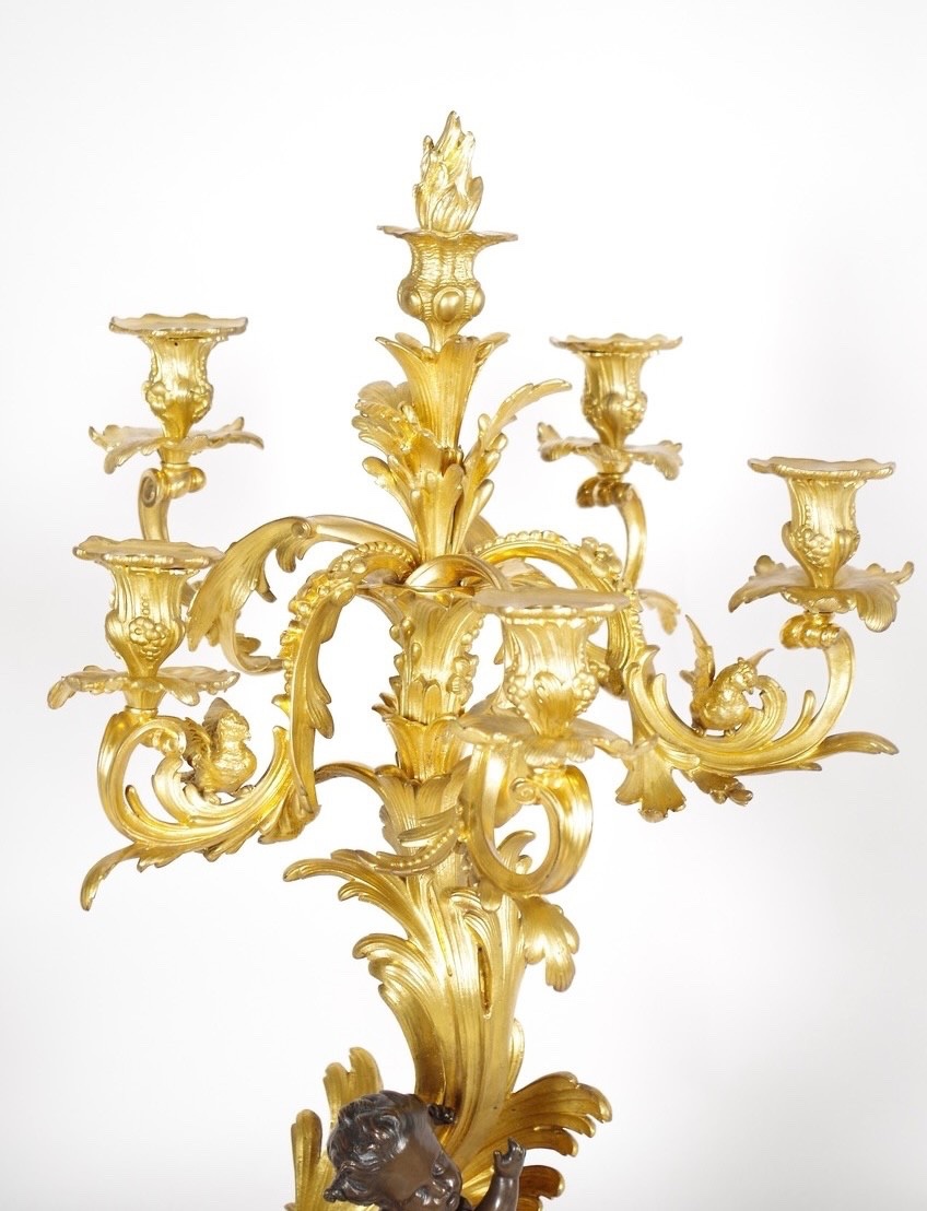 Louis XV-style Gilded Bronze Mantelpiece, Signed Victor Paillard -photo-5