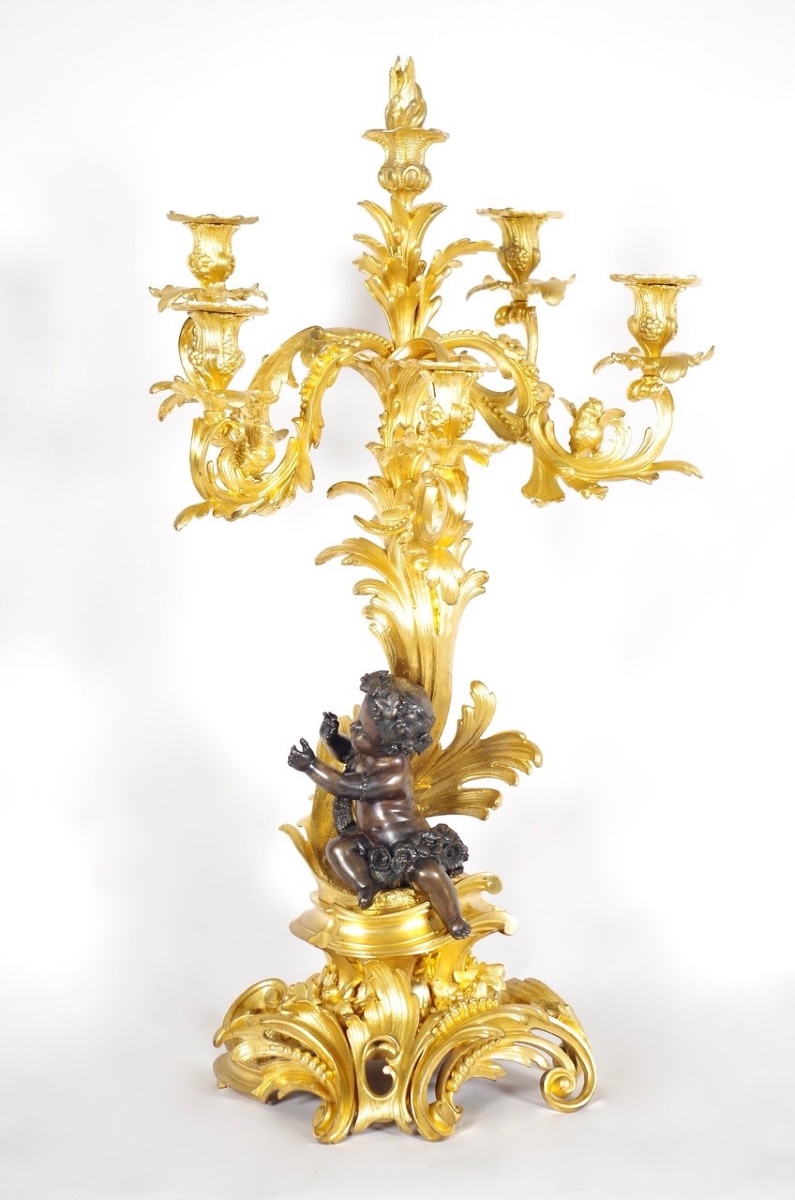 Louis XV-style Gilded Bronze Mantelpiece, Signed Victor Paillard -photo-7