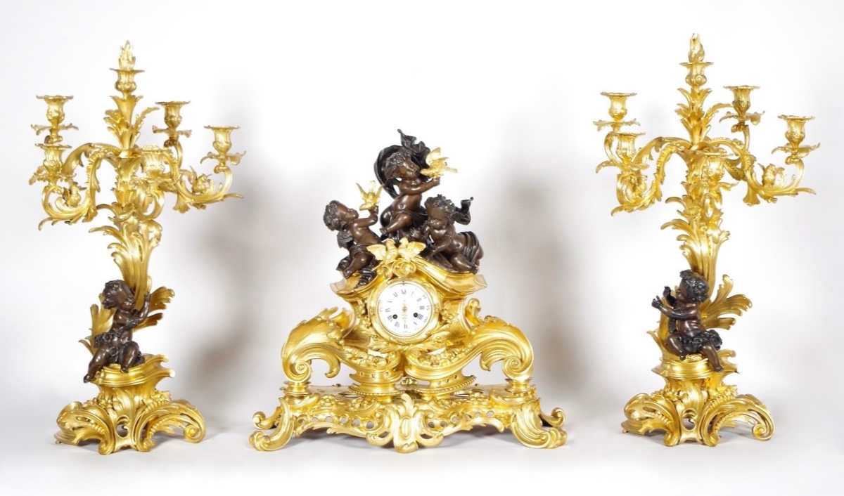 Louis XV-style Gilded Bronze Mantelpiece, Signed Victor Paillard 