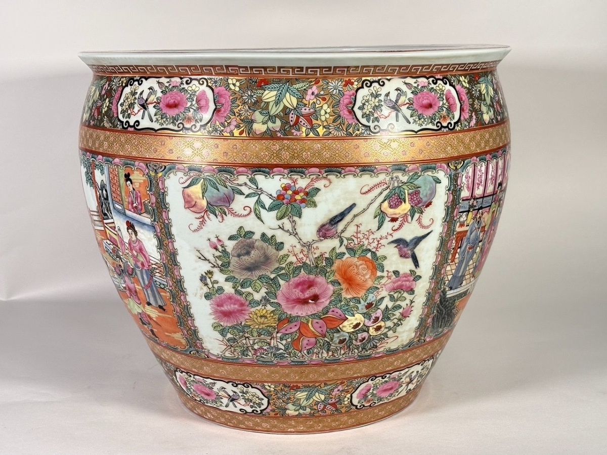 Large Chinese Aquarium Made Of Canton Porcelain, Circa 1880-photo-4