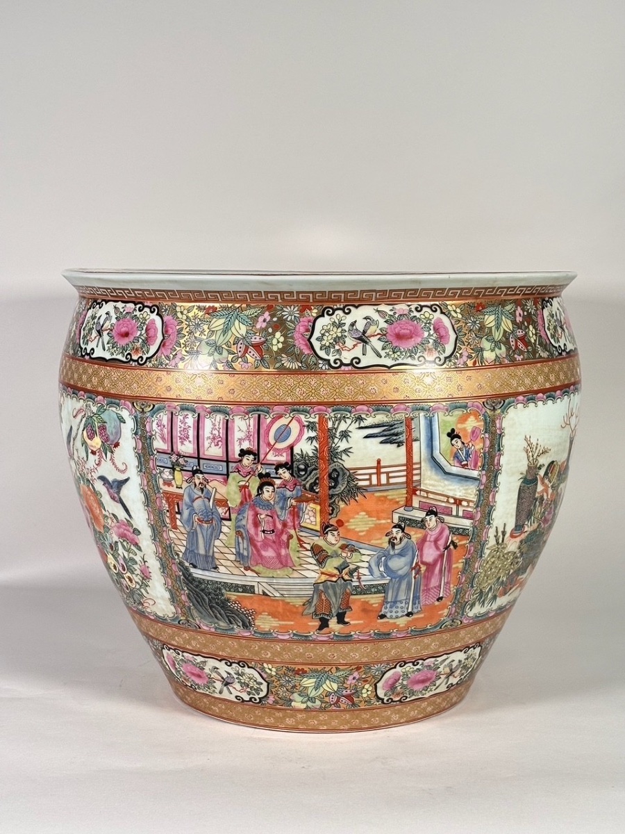Large Chinese Aquarium Made Of Canton Porcelain, Circa 1880-photo-2