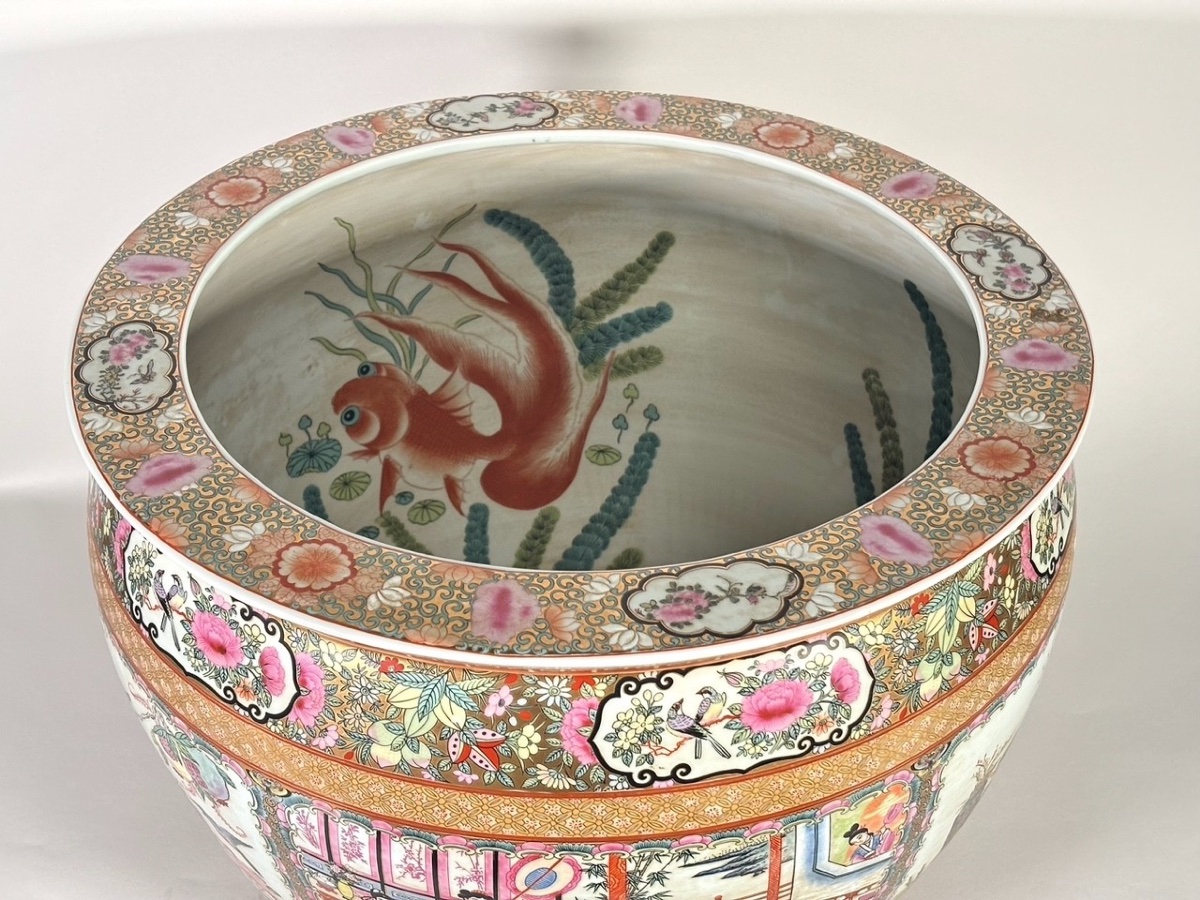 Large Chinese Aquarium Made Of Canton Porcelain, Circa 1880-photo-3