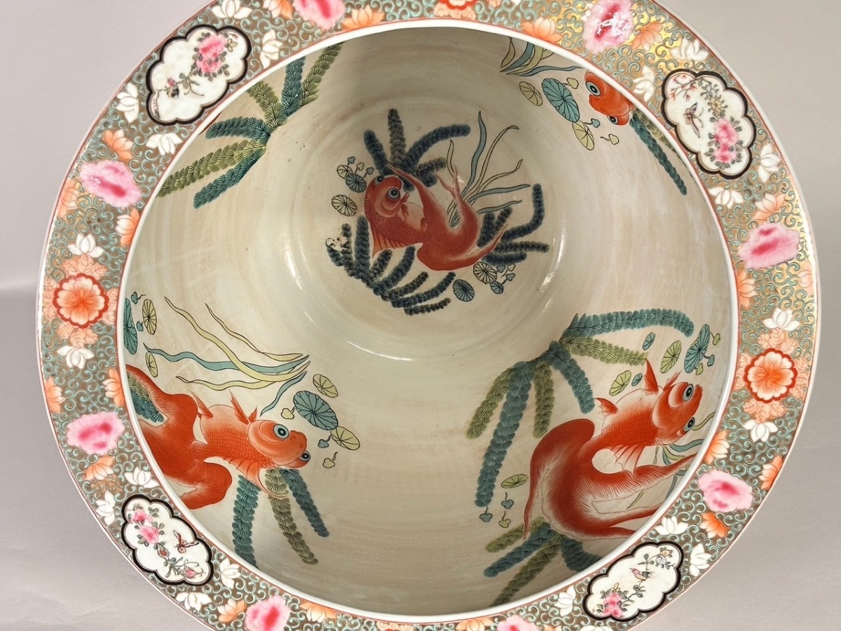 Large Chinese Aquarium Made Of Canton Porcelain, Circa 1880-photo-5