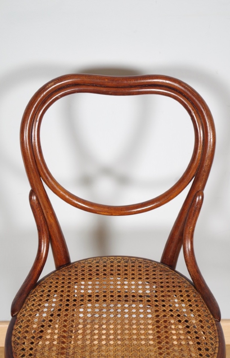 Set Of 6 Thonet No. 28 "heart" Chairs Made Of Bent Beech Wood, Circa 1900-photo-3