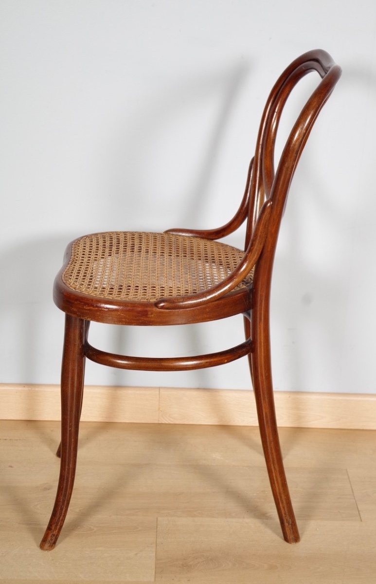 Set Of 6 Thonet No. 28 "heart" Chairs Made Of Bent Beech Wood, Circa 1900-photo-3