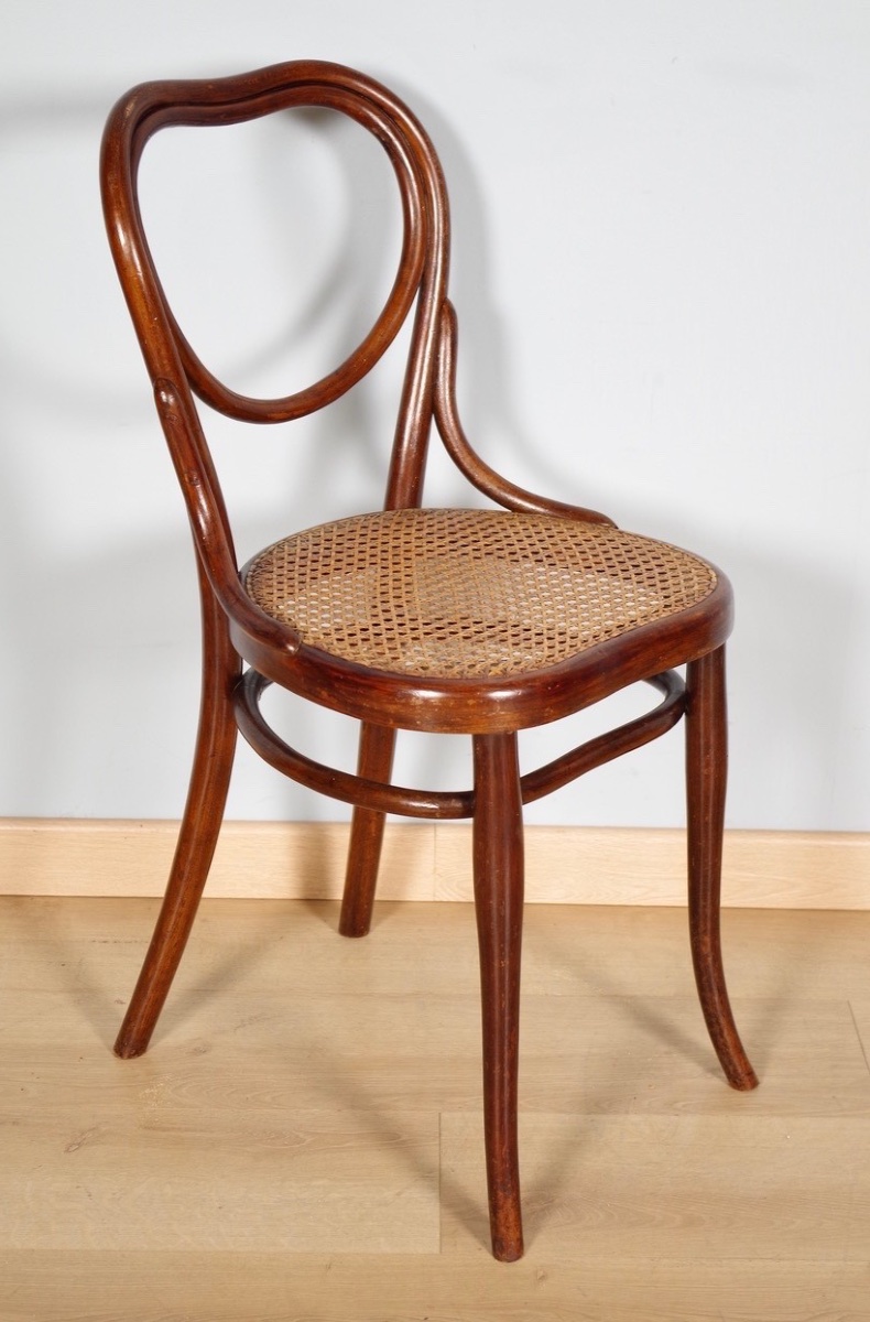 Set Of 6 Thonet No. 28 "heart" Chairs Made Of Bent Beech Wood, Circa 1900-photo-4