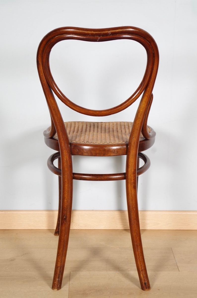 Set Of 6 Thonet No. 28 "heart" Chairs Made Of Bent Beech Wood, Circa 1900-photo-6