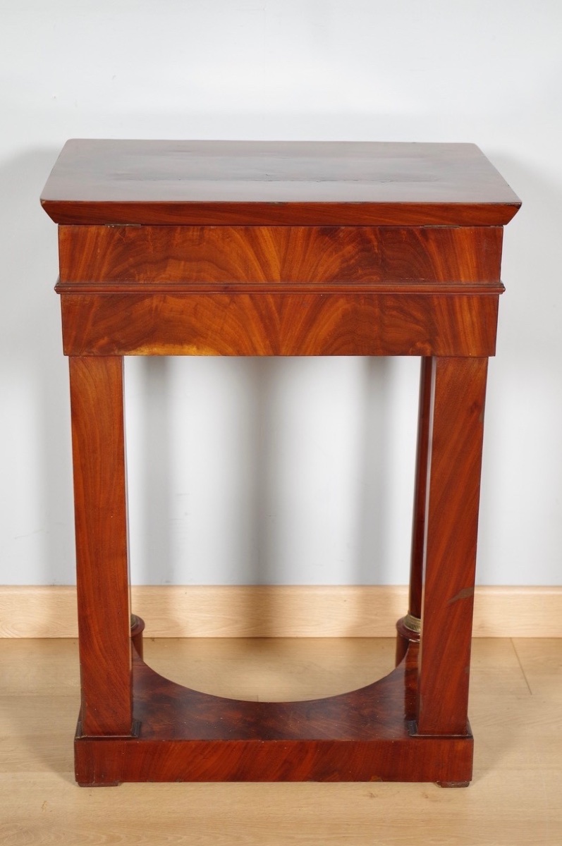 Empire-style Writing Desk In Burl Mahogany Veneer, Circa 1810-photo-6