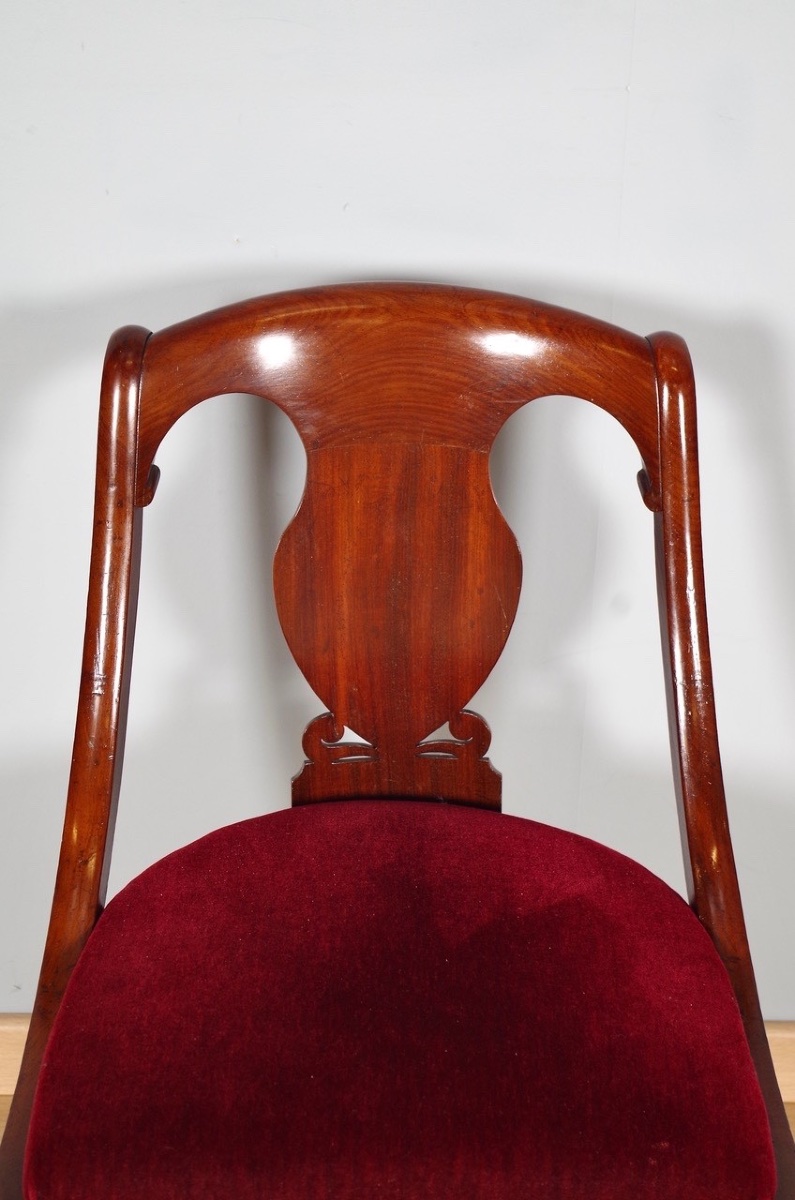 Four Gondola Chairs, Restored In Mahogany, Circa 1815-photo-2