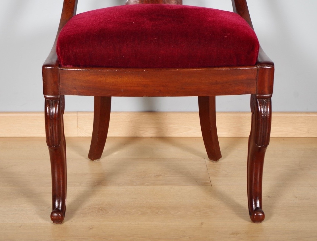 Four Gondola Chairs, Restored In Mahogany, Circa 1815-photo-3