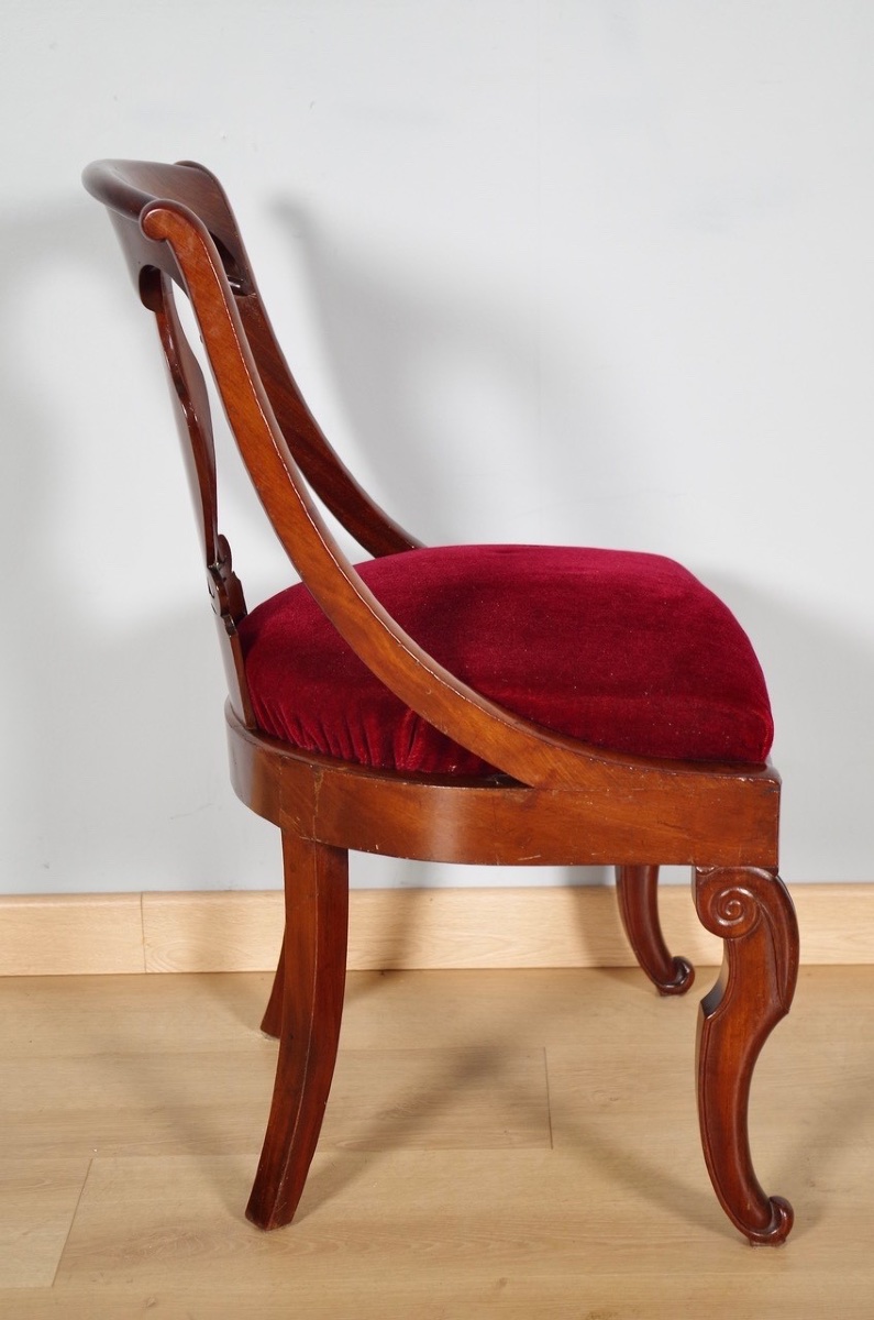 Four Gondola Chairs, Restored In Mahogany, Circa 1815-photo-6