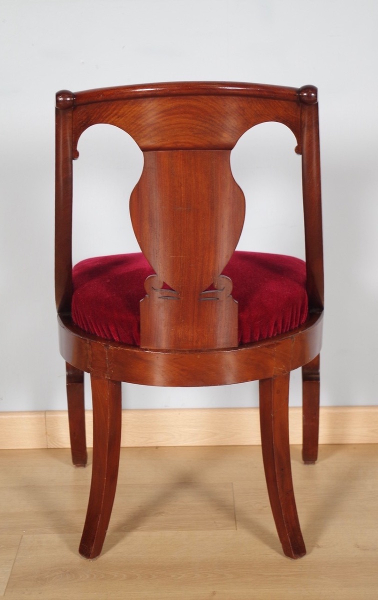Four Gondola Chairs, Restored In Mahogany, Circa 1815-photo-7