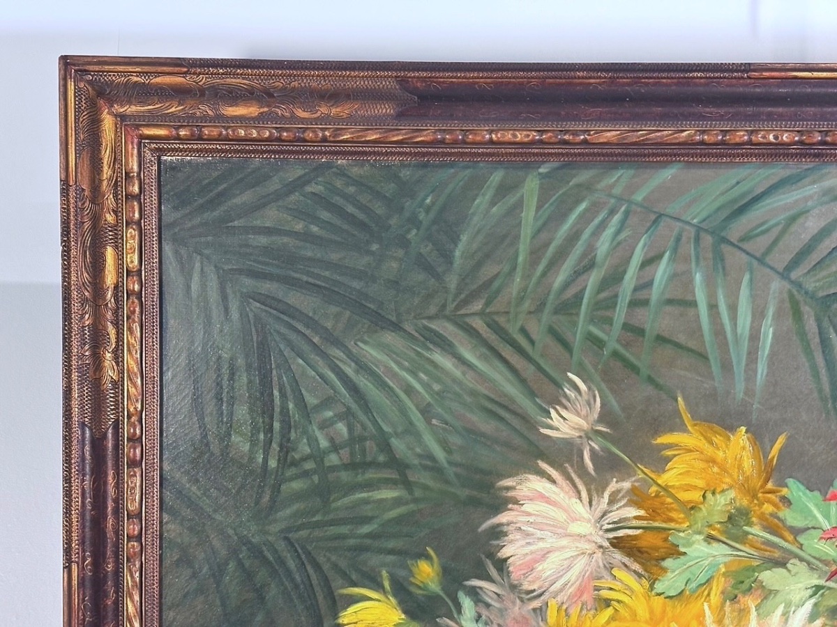 Barbaud-koch, Bouquet Of Flowers, Oil On Canvas, Signed, Gilded Frame-photo-2