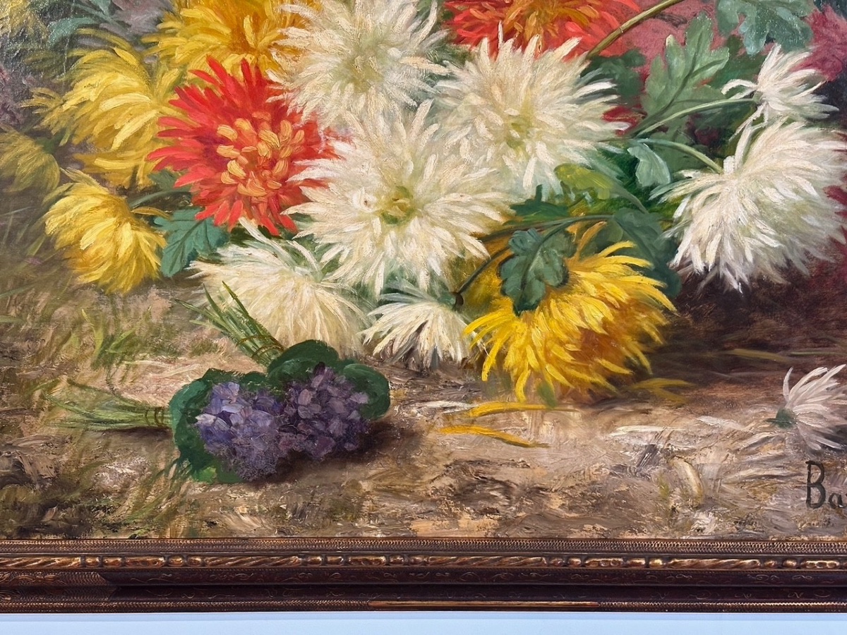 Barbaud-koch, Bouquet Of Flowers, Oil On Canvas, Signed, Gilded Frame-photo-2
