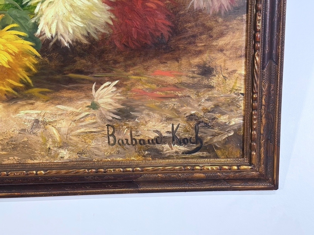 Barbaud-koch, Bouquet Of Flowers, Oil On Canvas, Signed, Gilded Frame-photo-4