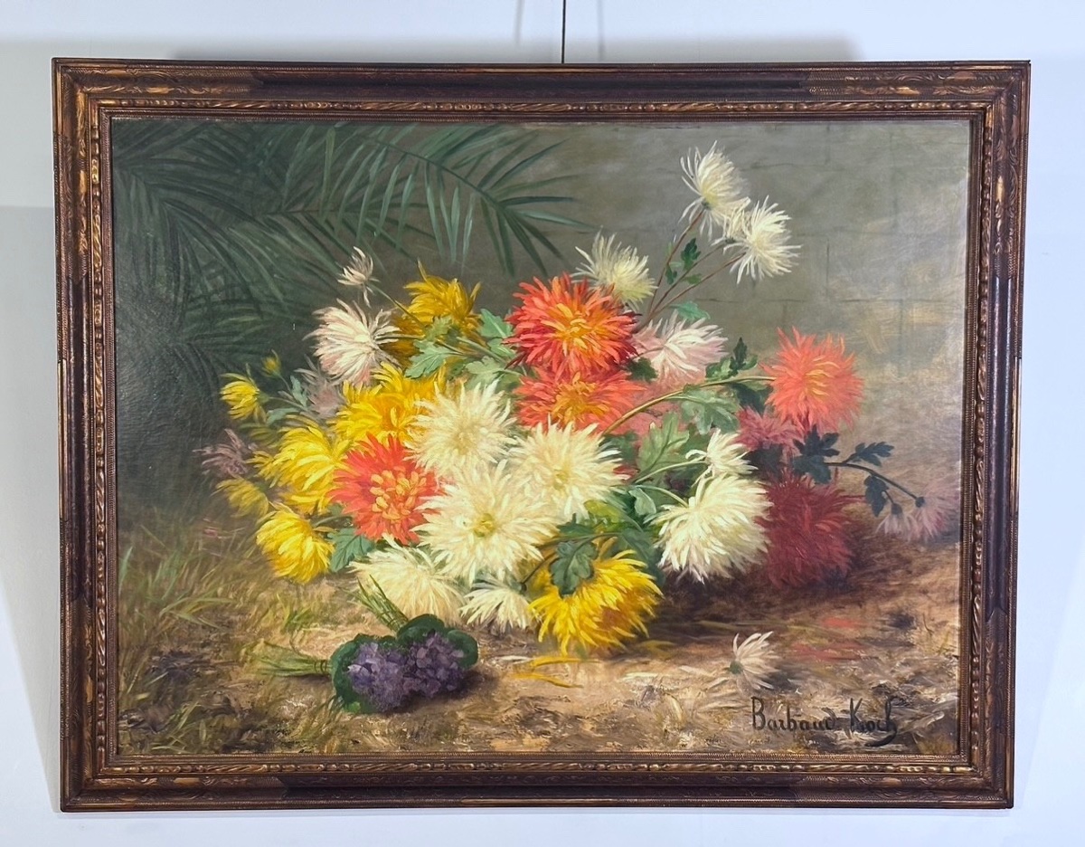 Barbaud-koch, Bouquet Of Flowers, Oil On Canvas, Signed, Gilded Frame