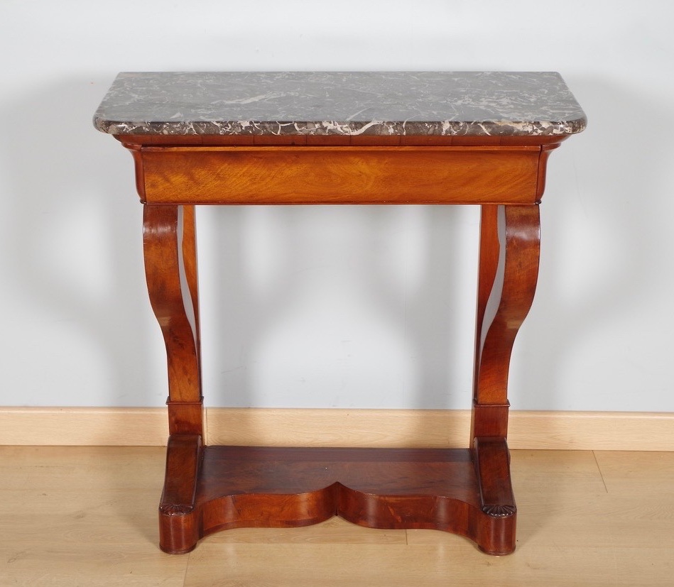 Console Restauration en acajou, marbre Sainte-Anne, vers 1815-photo-2