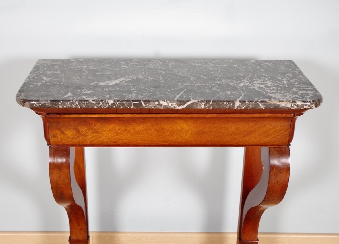 Console Restauration en acajou, marbre Sainte-Anne, vers 1815-photo-3