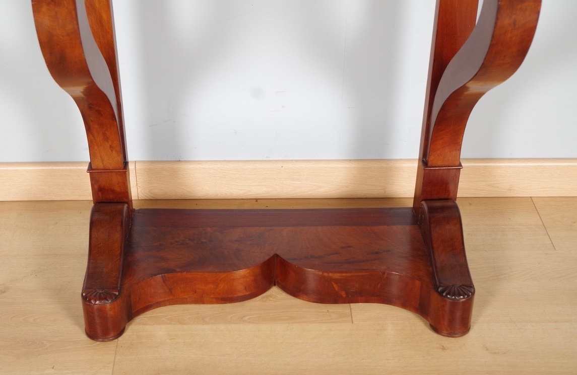 Console Restauration en acajou, marbre Sainte-Anne, vers 1815-photo-4