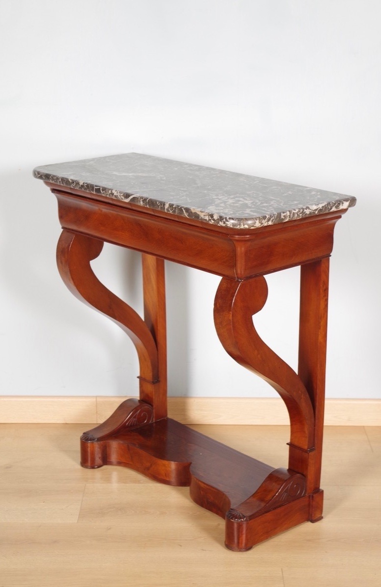 Console Restauration en acajou, marbre Sainte-Anne, vers 1815-photo-1