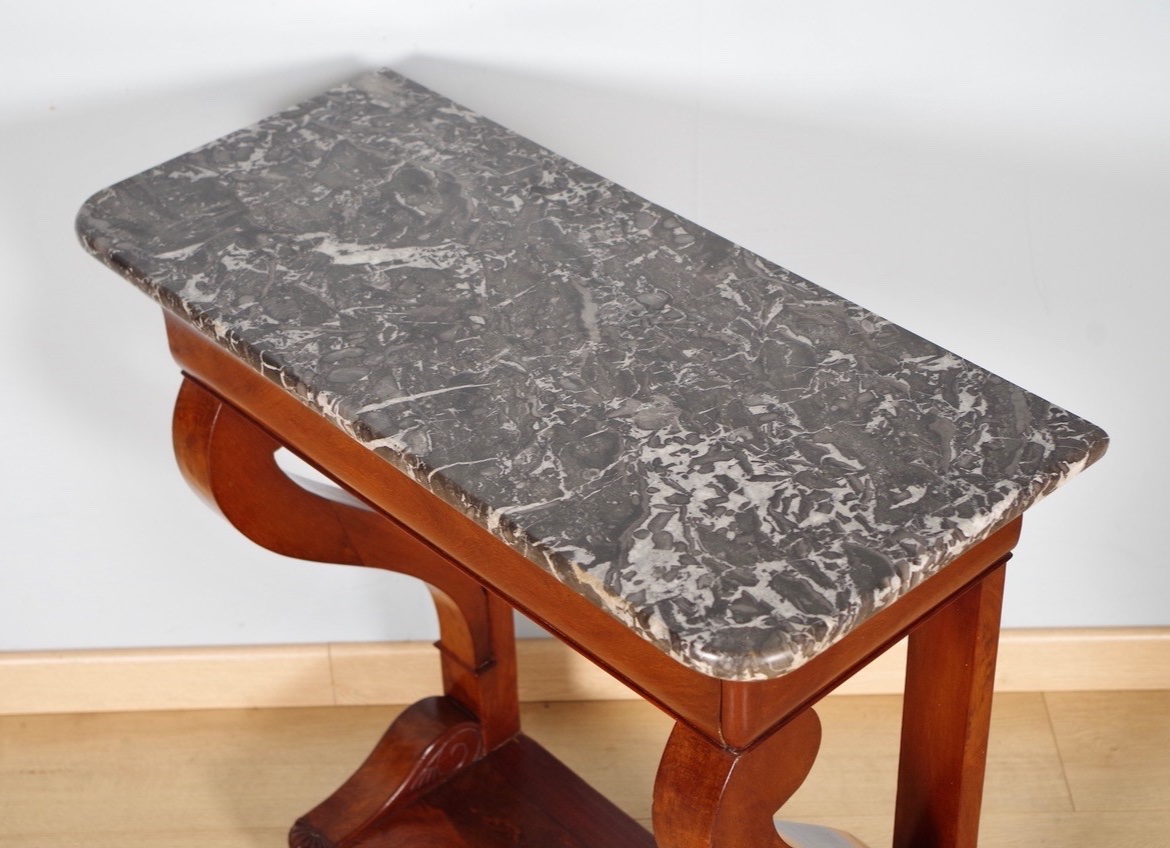 Console Restauration en acajou, marbre Sainte-Anne, vers 1815-photo-2