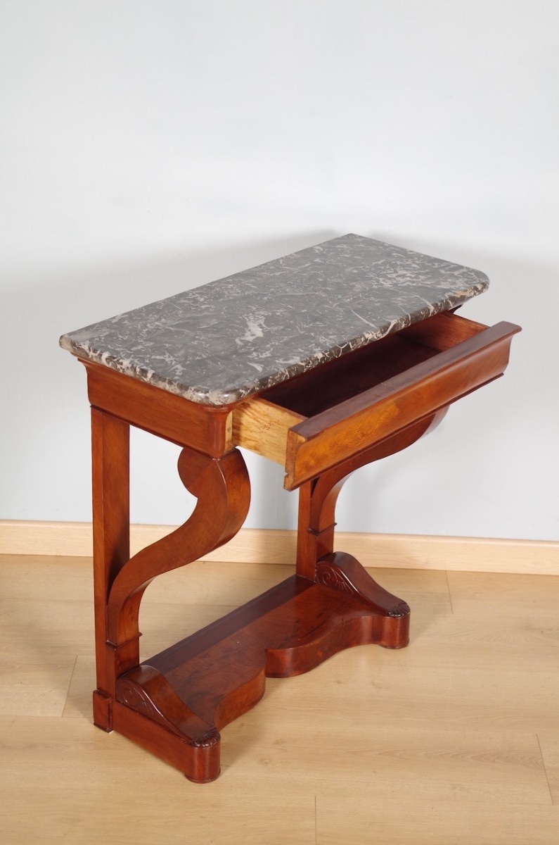 Console Restauration en acajou, marbre Sainte-Anne, vers 1815-photo-3