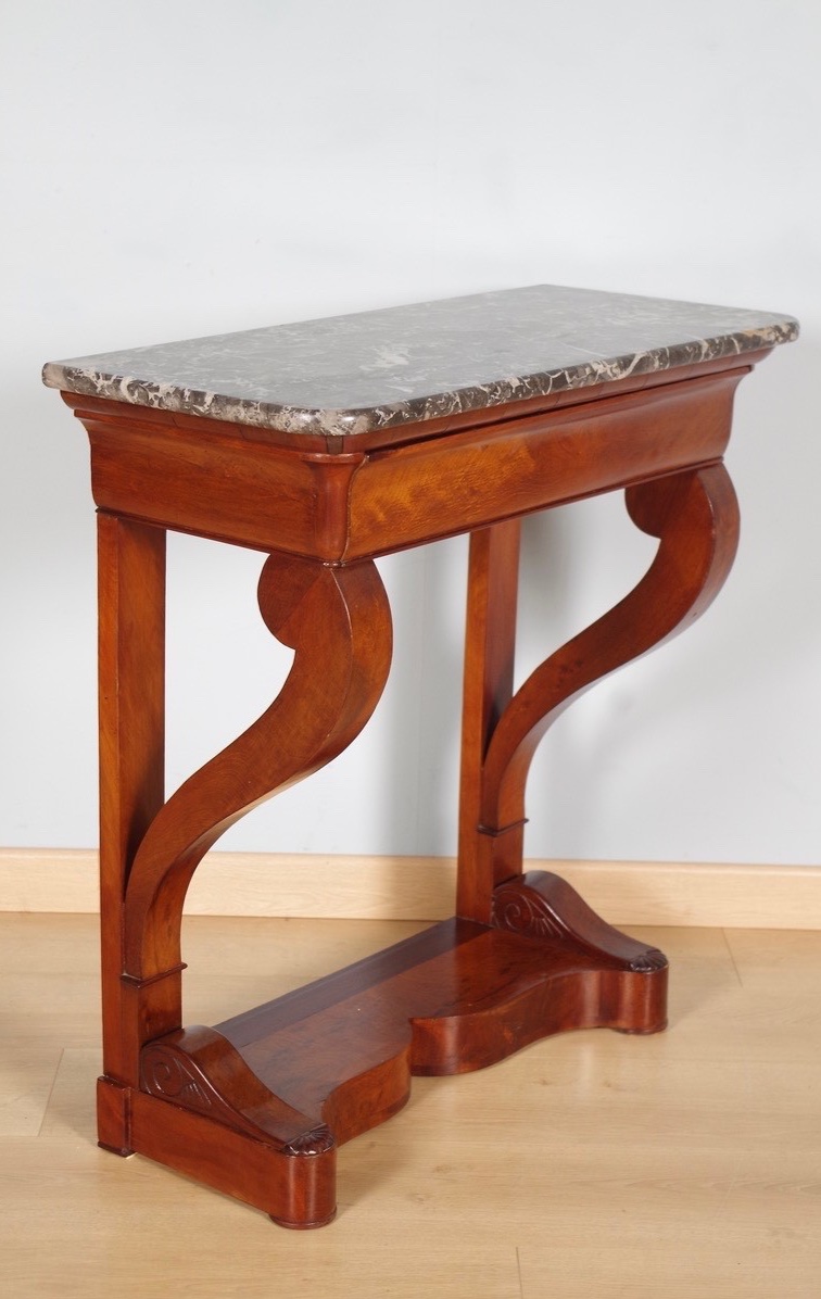 Console Restauration en acajou, marbre Sainte-Anne, vers 1815