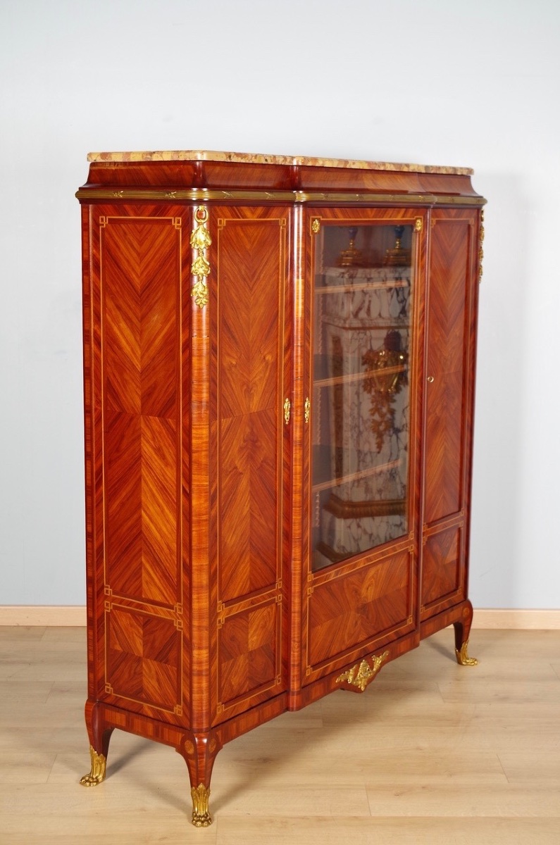 Bibliothèque Transition en bois de rose et amarante, bronzes dorés, vers 1880-photo-8