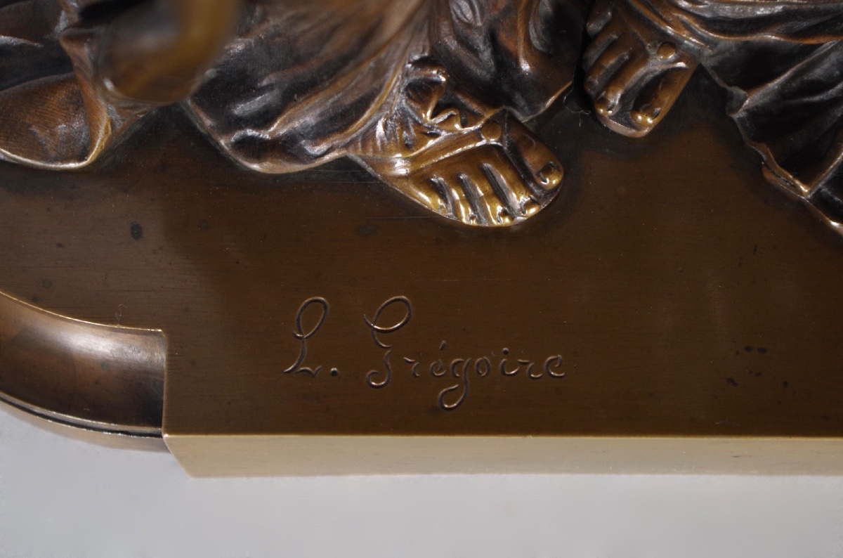 *la Lettre*, A Patinated Bronze Sculpture Signed By Jean-louis Grégoire, With The Foundry's Mark-photo-4