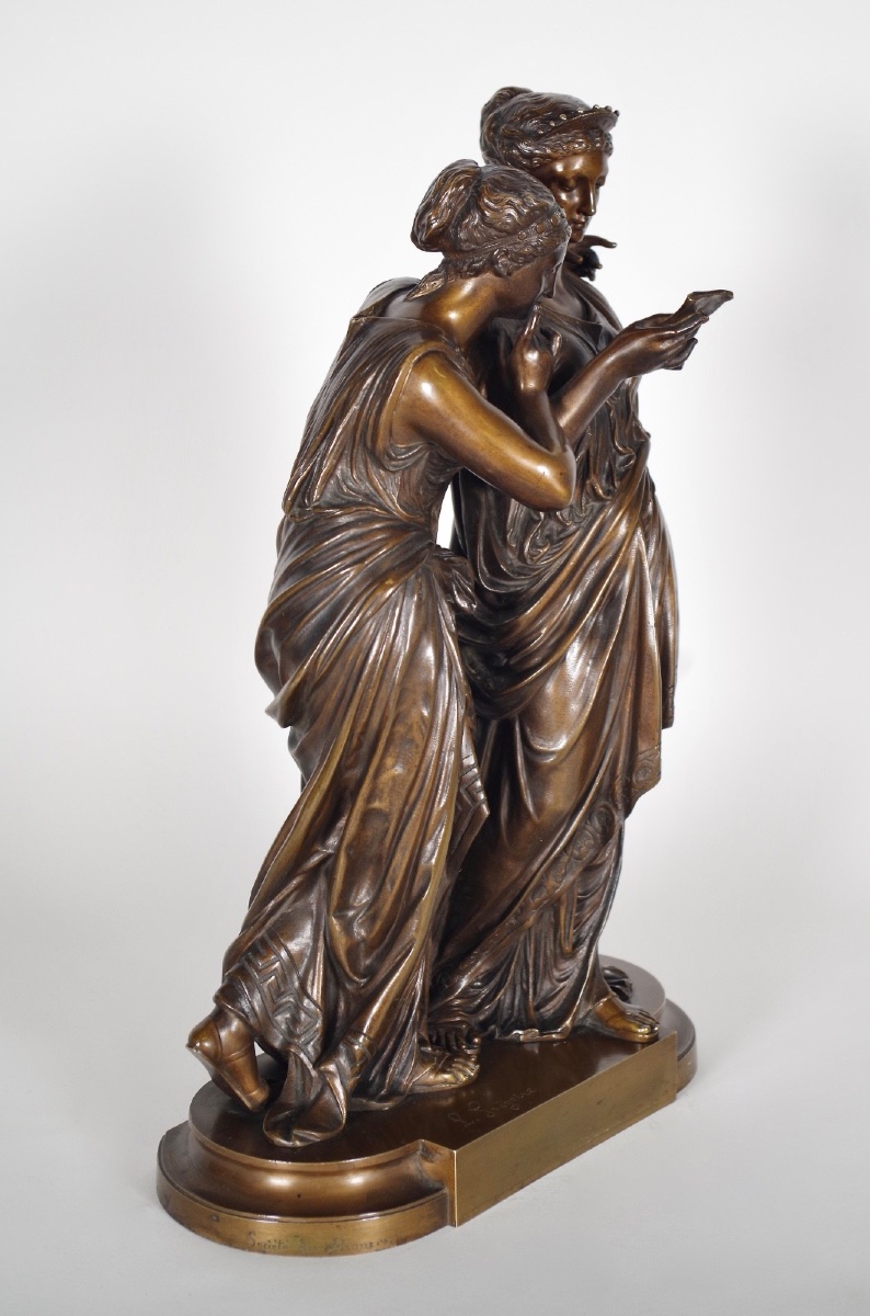 *la Lettre*, A Patinated Bronze Sculpture Signed By Jean-louis Grégoire, With The Foundry's Mark-photo-3