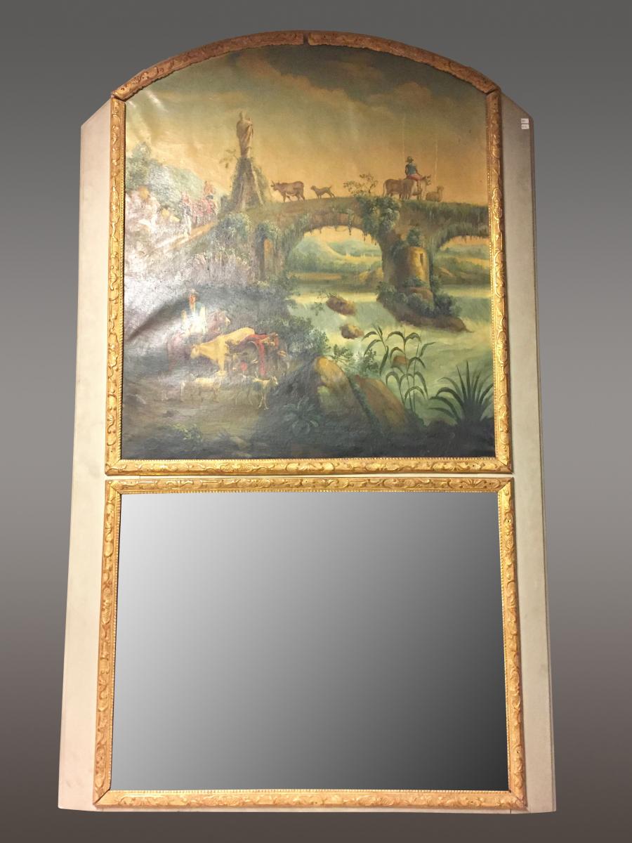 Grand Mirror Trumeau Napoleon III Style Louis XIV