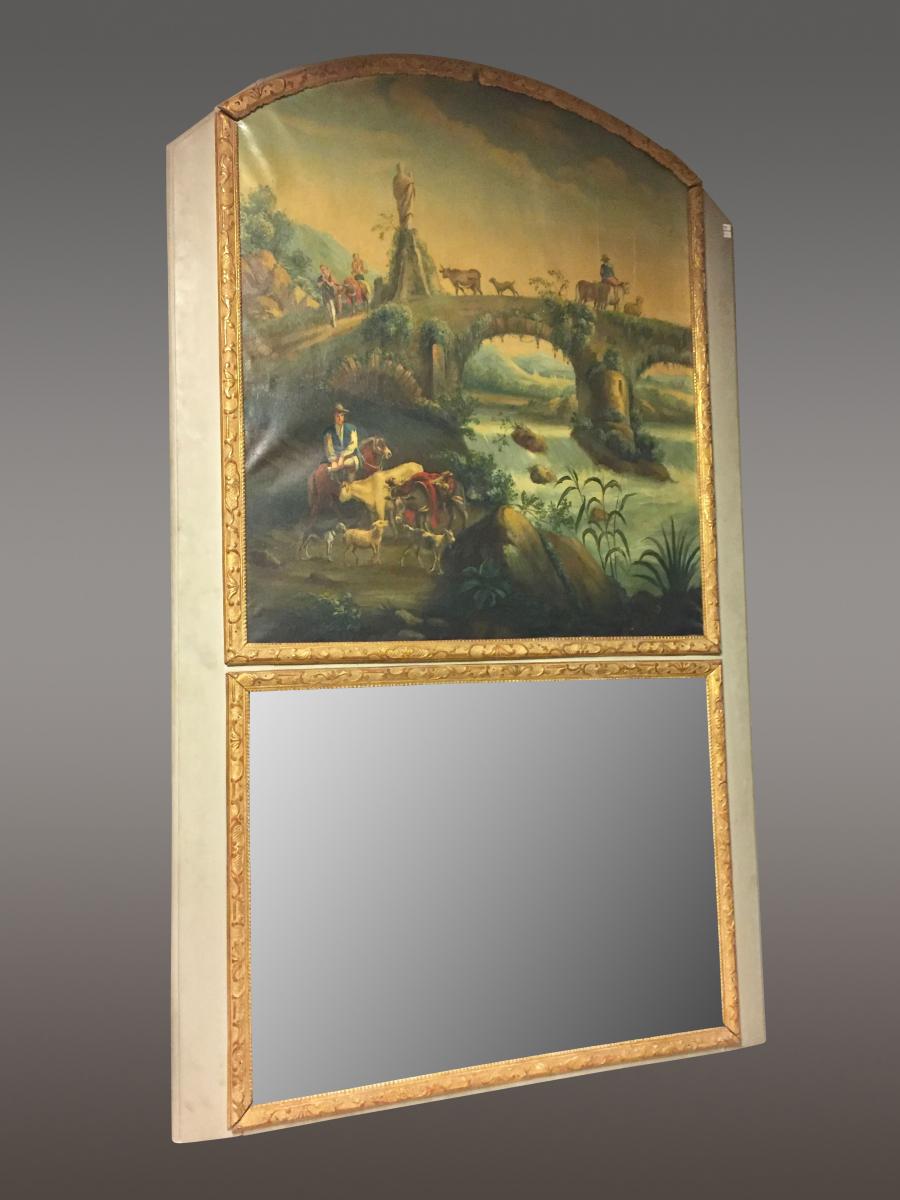 Grand Mirror Trumeau Napoleon III Style Louis XIV-photo-2