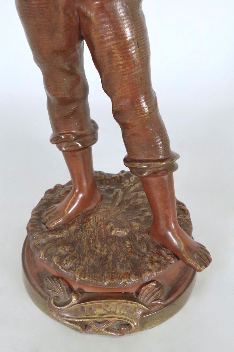 Bronze Sculpture Le Soir By Marcel Debut-photo-1