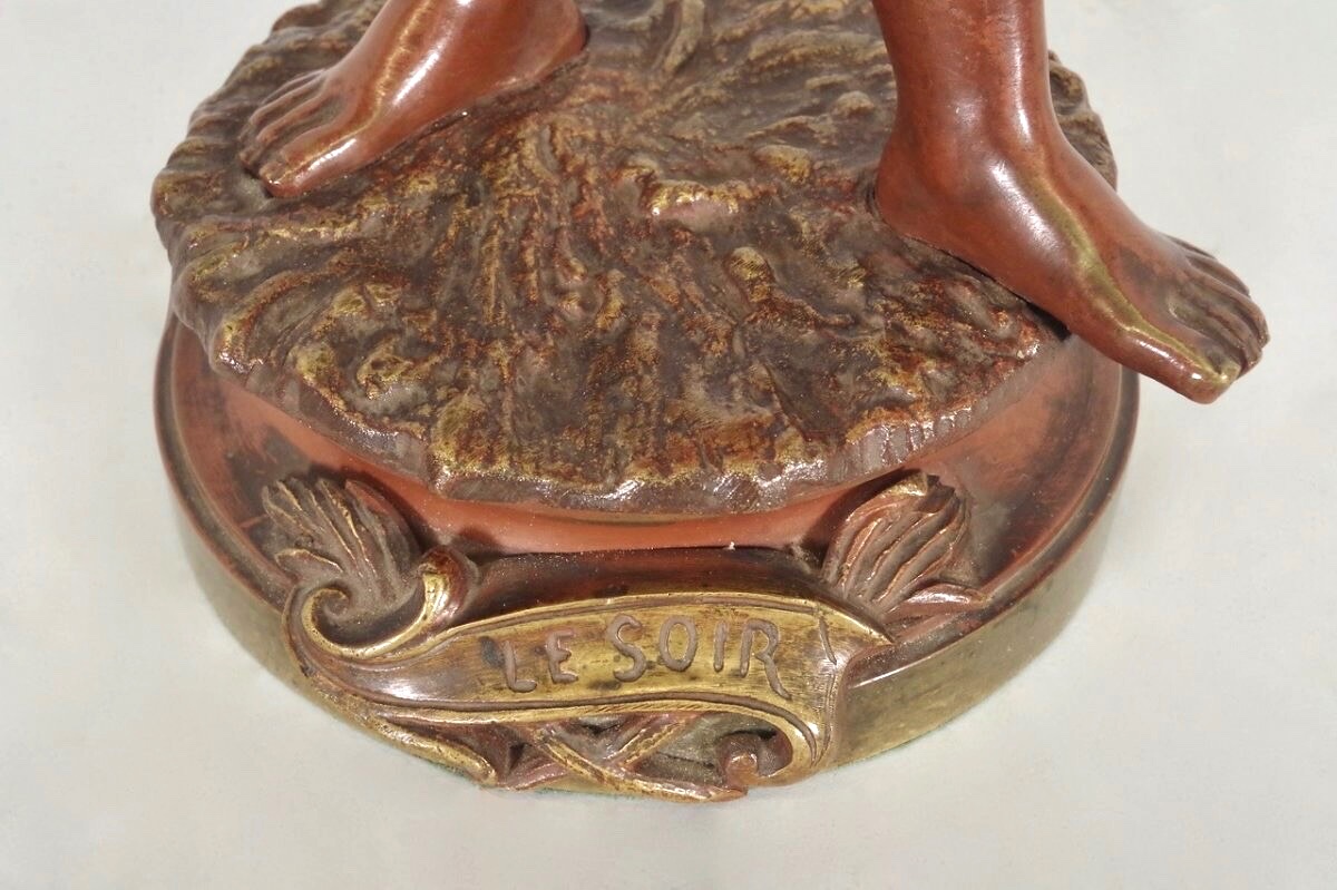 Bronze Sculpture Le Soir By Marcel Debut-photo-6