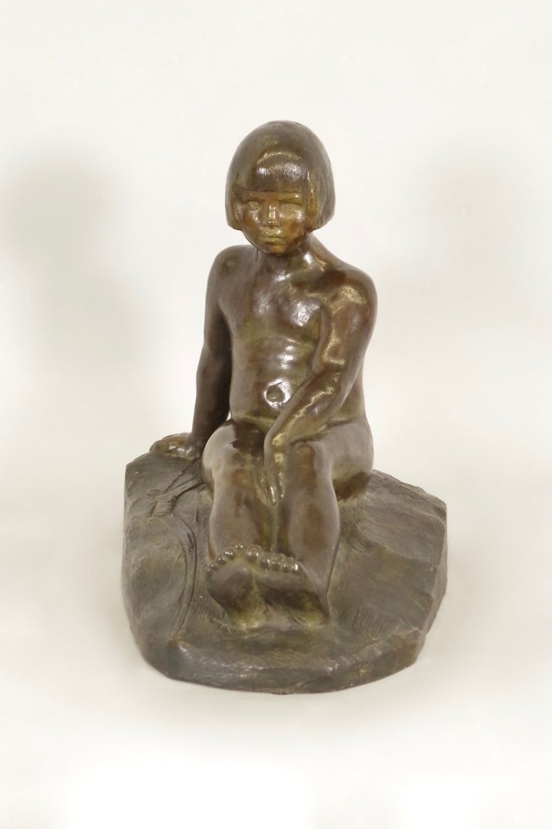 Bronze Diane Enfant Par E.Forestier -photo-2