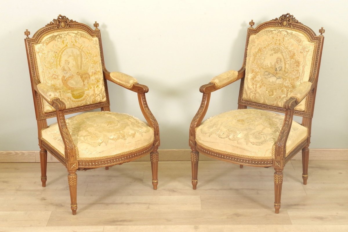 Quatre fauteuils style Louis XVI-photo-2