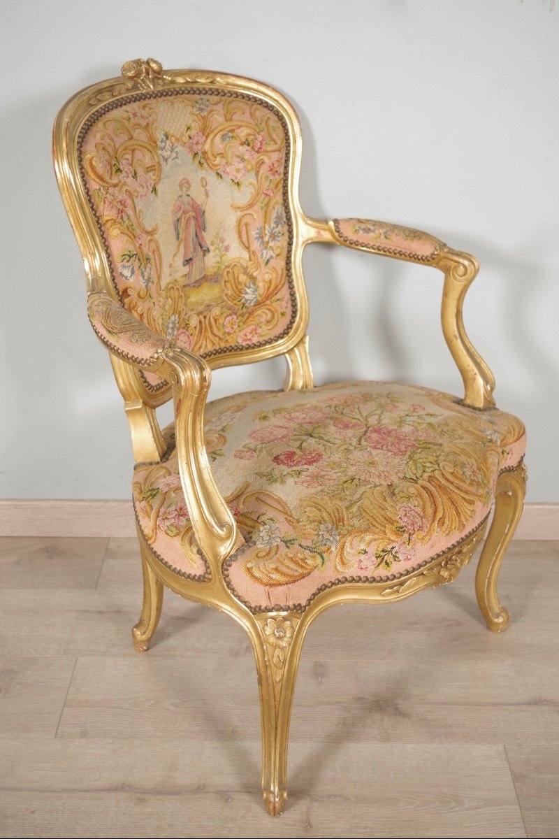 Fauteuils style Louis XV petit point-photo-4