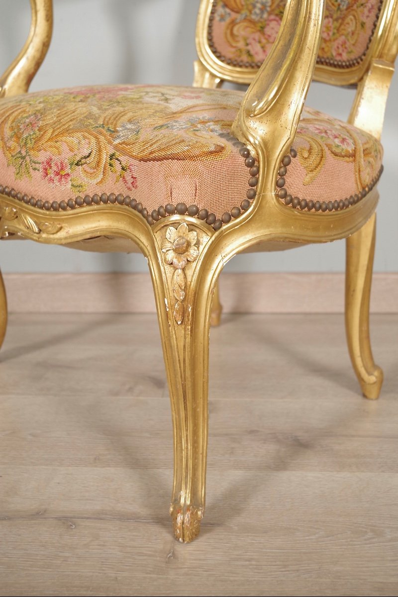 Fauteuils style Louis XV petit point-photo-4