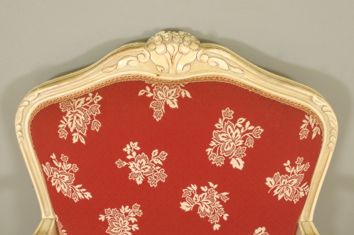 Paire de fauteuils peints style Louis XV-photo-5