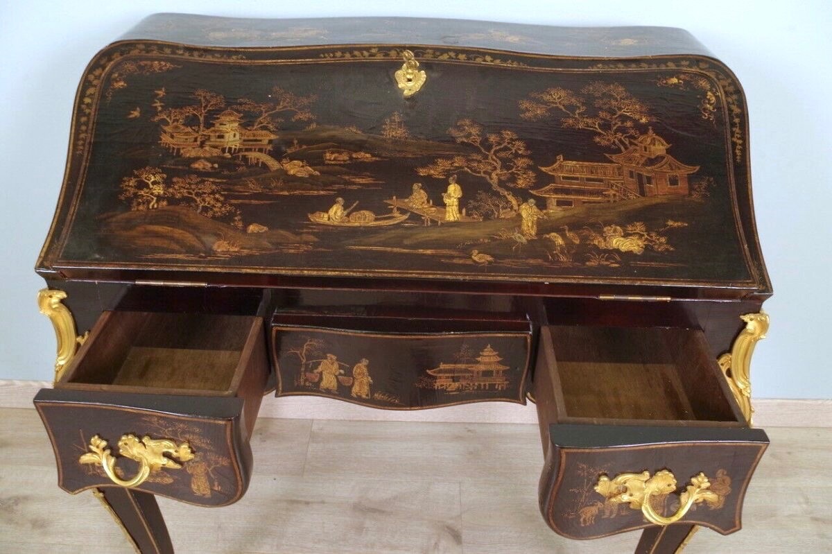 Chinese Lacquer Slope Desk Louis XV Style-photo-3