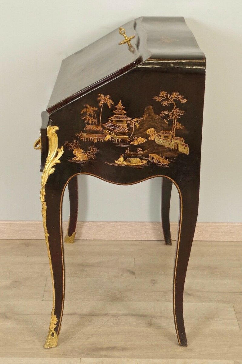 Bureau De Pente Laque De Chine Style Louis XV-photo-1